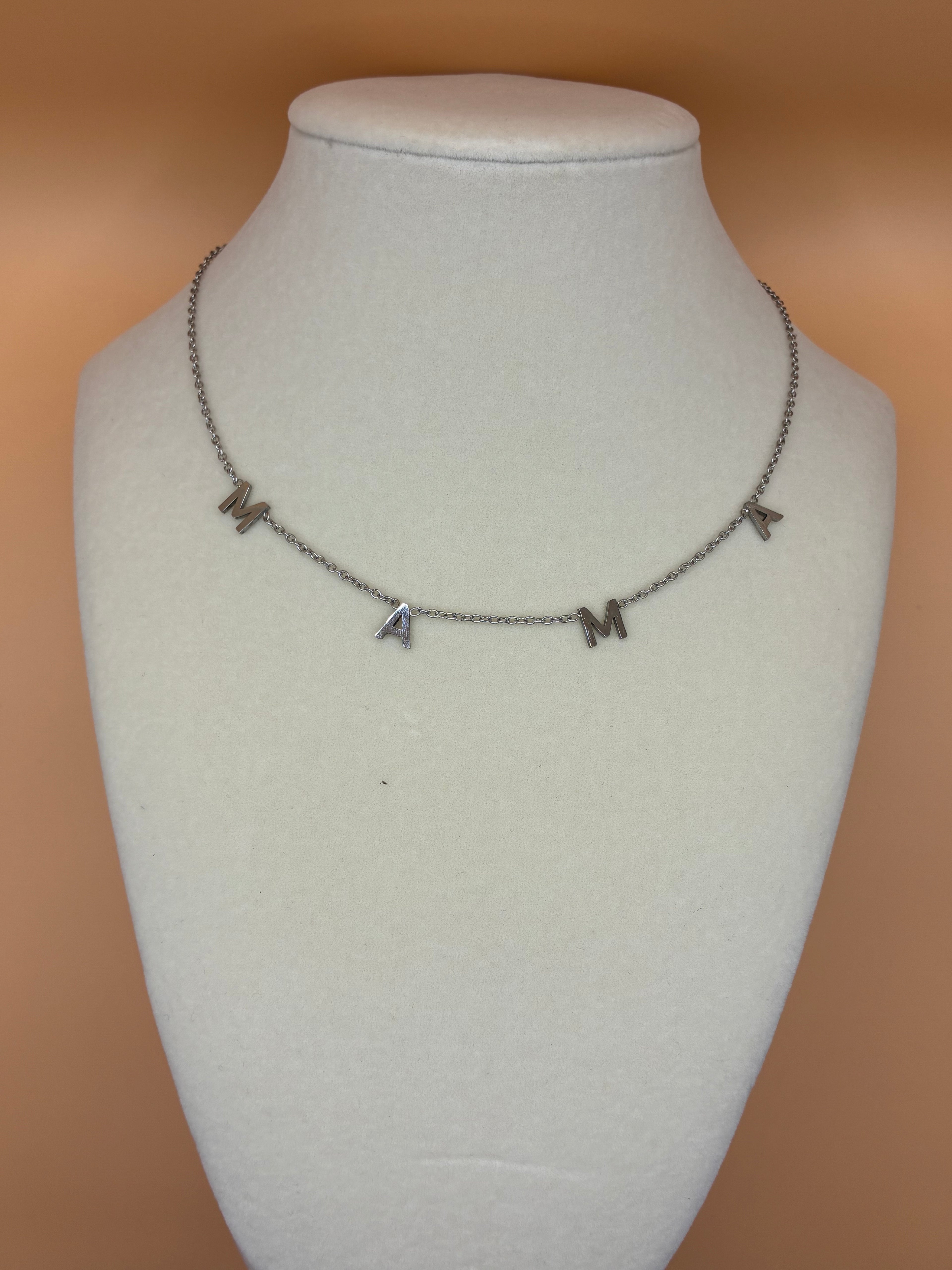 Plain silver mama necklace