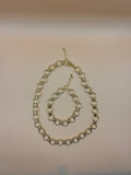 Gold hoops necklace and bracelet set