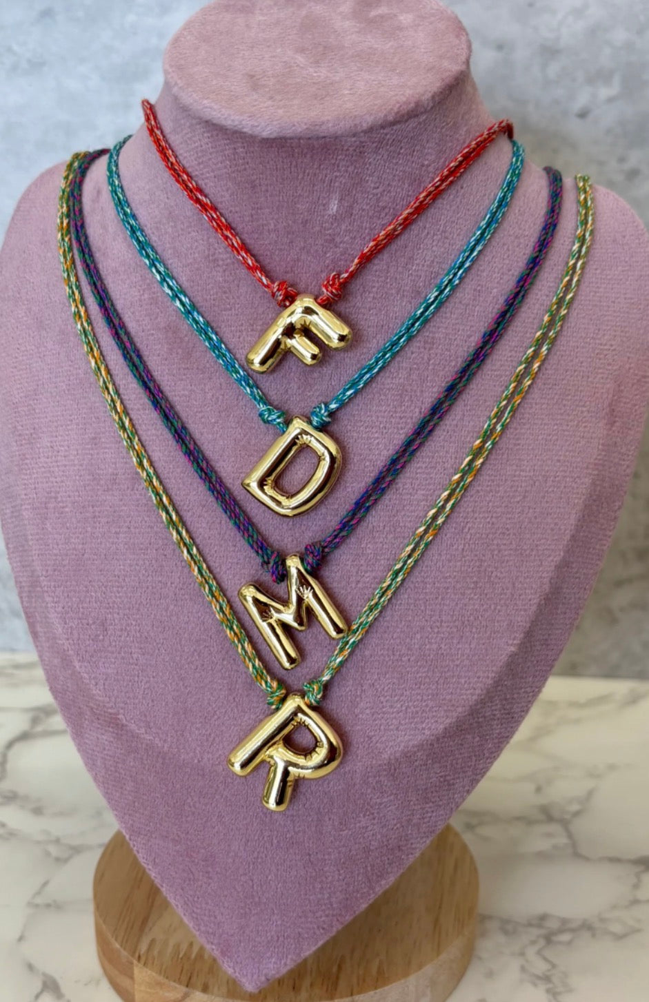 Initial braided rope necklace