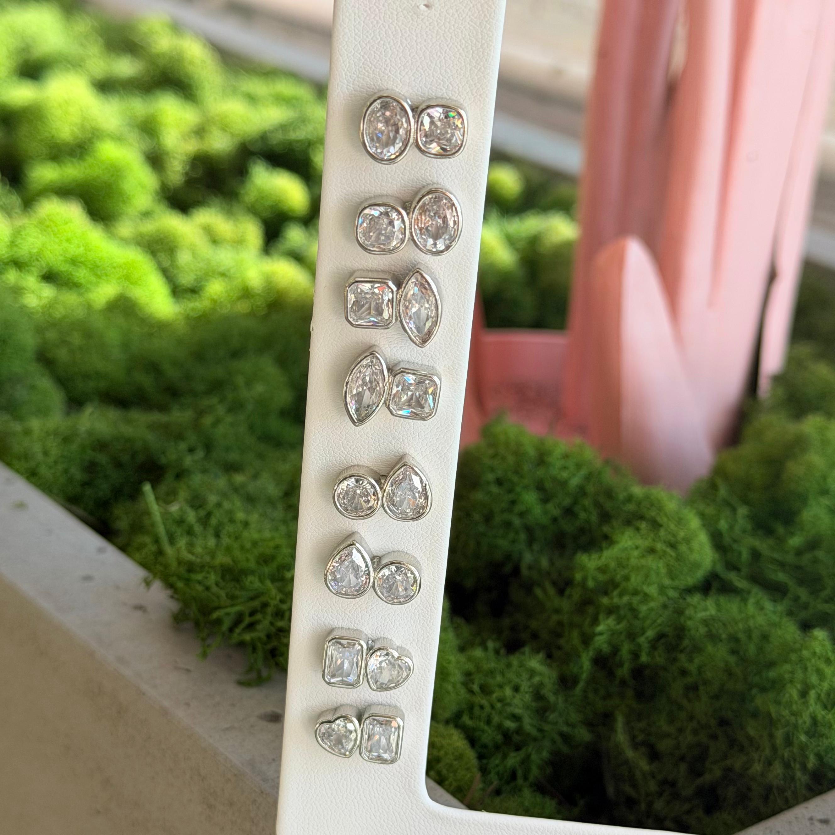 Double Diamond Stud Earrings